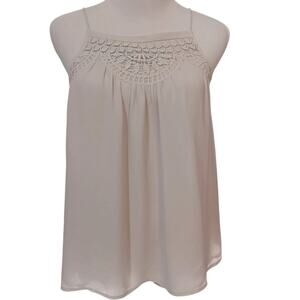 2000s Y2K Cami LOFT Top Blouse S Dainty Lace Fairy Coquette Feminine Girly Cream